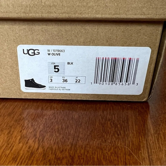 UGG Olive High Top Black Sneakers w/ Zipper NWB Retro Classic Supportive - Picture 13 of 14